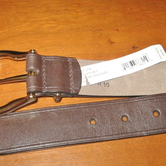 Cole Haan Brown Belt Mens Sz M (34-36) Dark Chocolate Brown NWT Goldtone Buckle - Picture 6 of 9